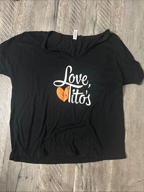 Love Tito's Black Graphic Tee with Orange Heart